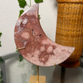 Pink Amethyst Moon on Gold Stand 142