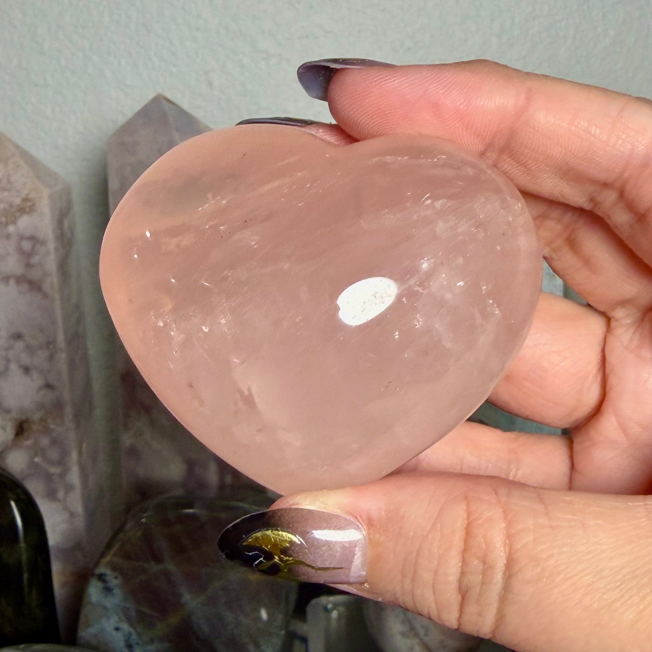 Rose Quartz Heart with asterism 22