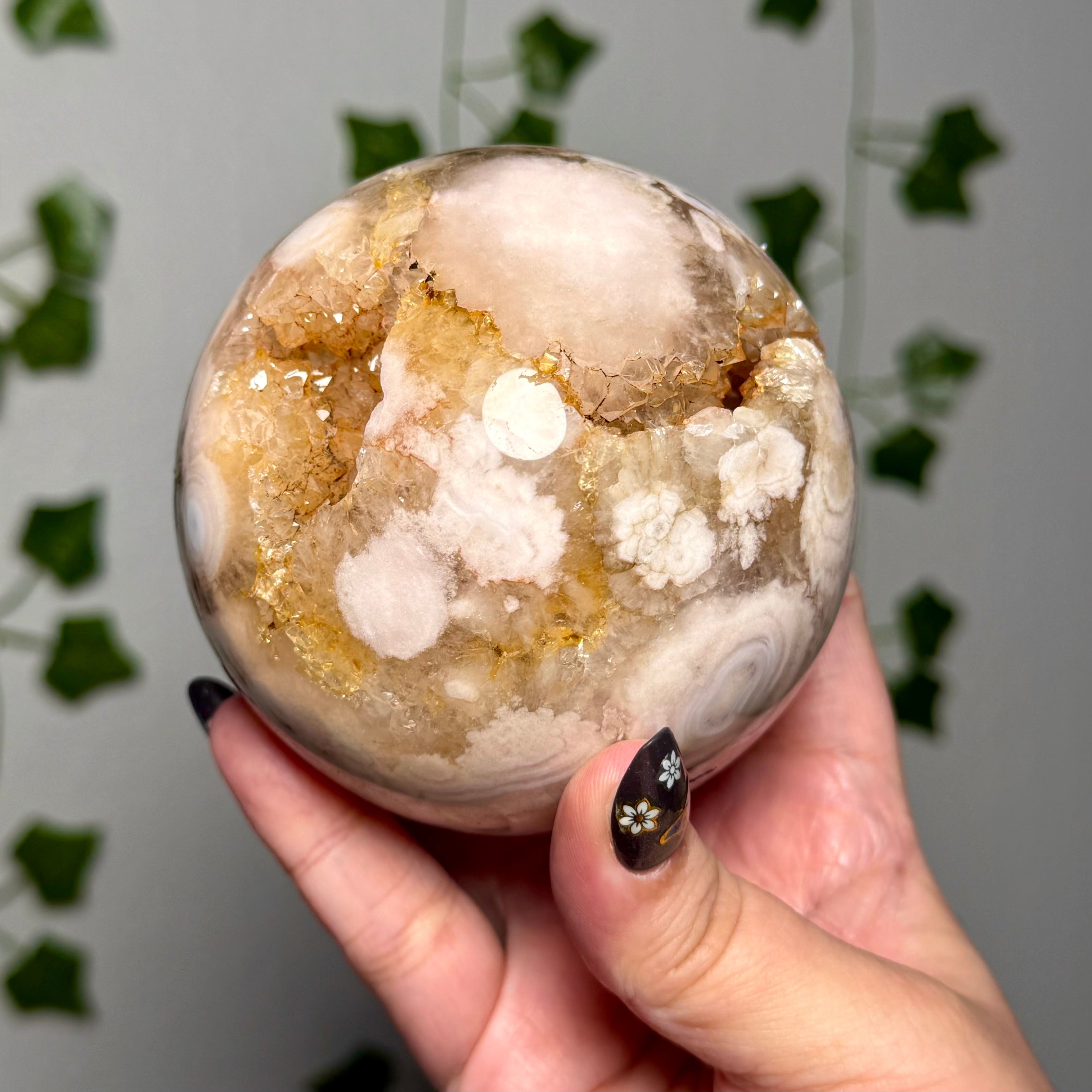 Large Flower Agate Sphere