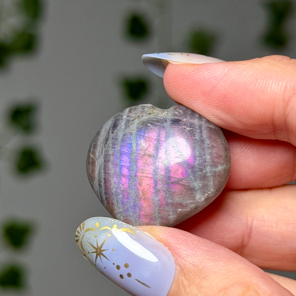Mini labradorite heart 6F