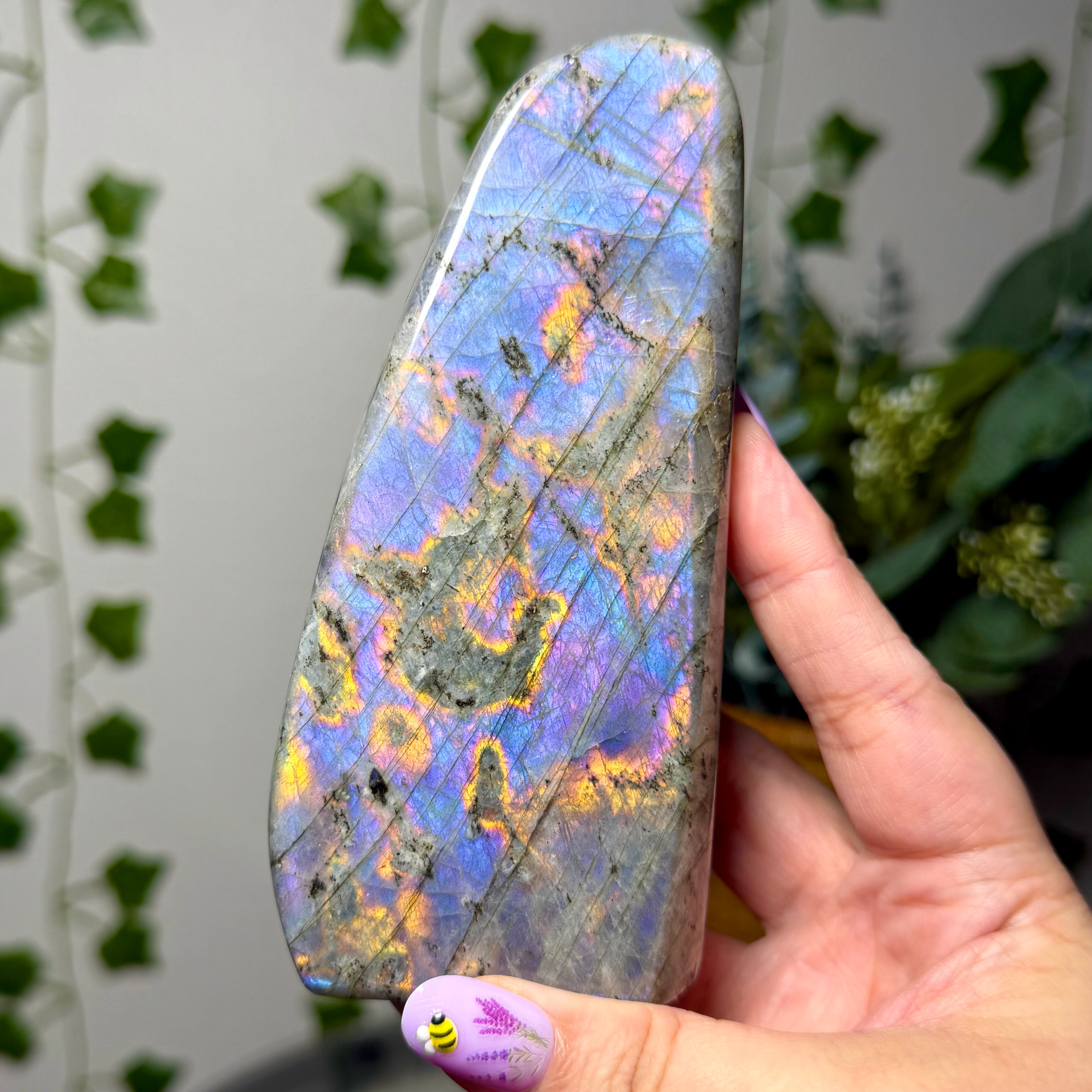 Purple Orange Labradorite Freeform 60C