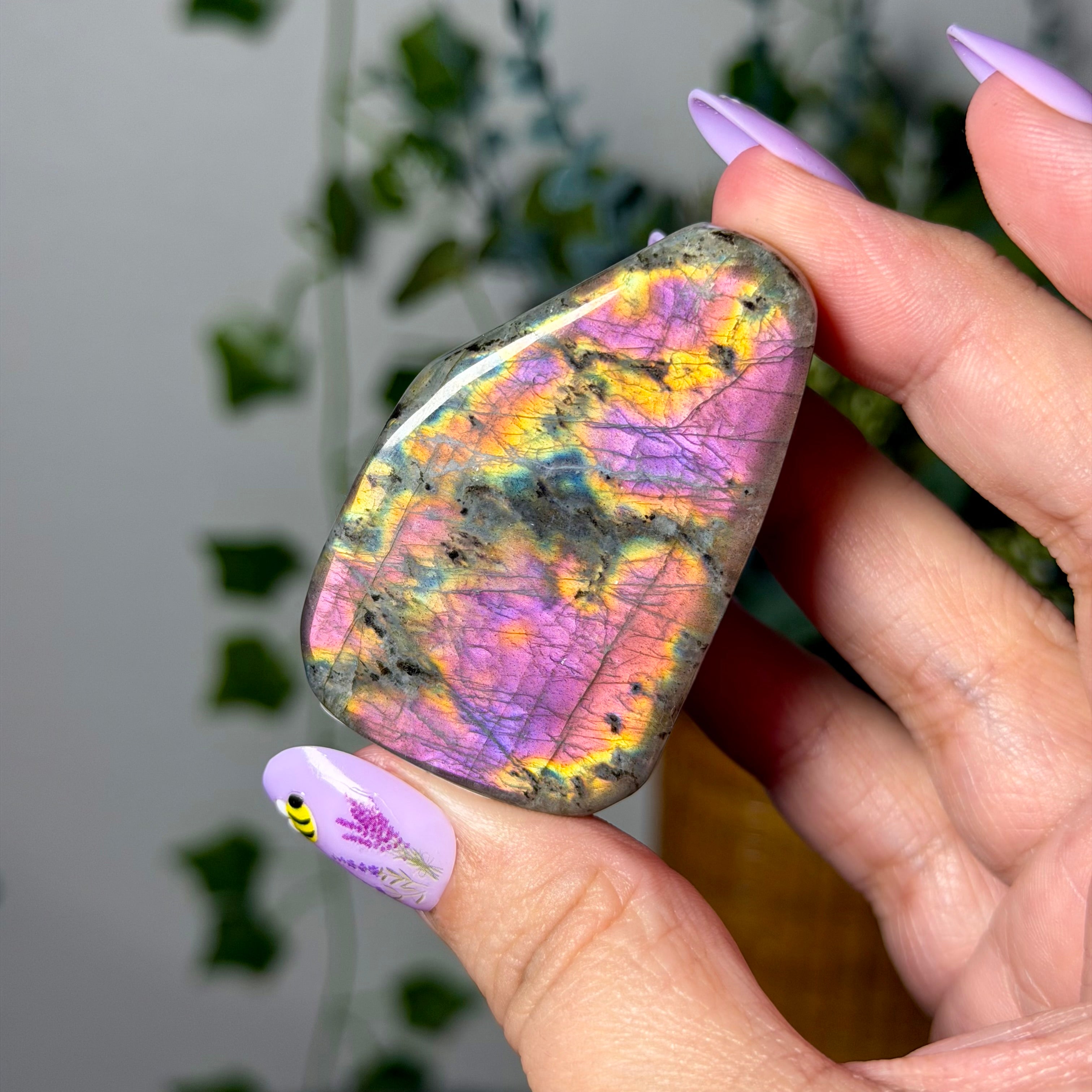 Pink Yellow Labradorite 10F