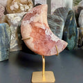 Small Pink Amethyst Moon on Gold Stand