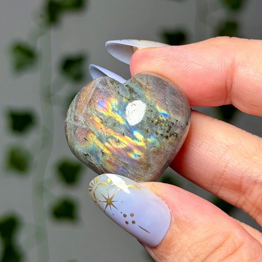 Mini labradorite heart 6B