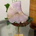 Periwinkle Pink Amethyst with Jasper Moon on Gold Stand 109