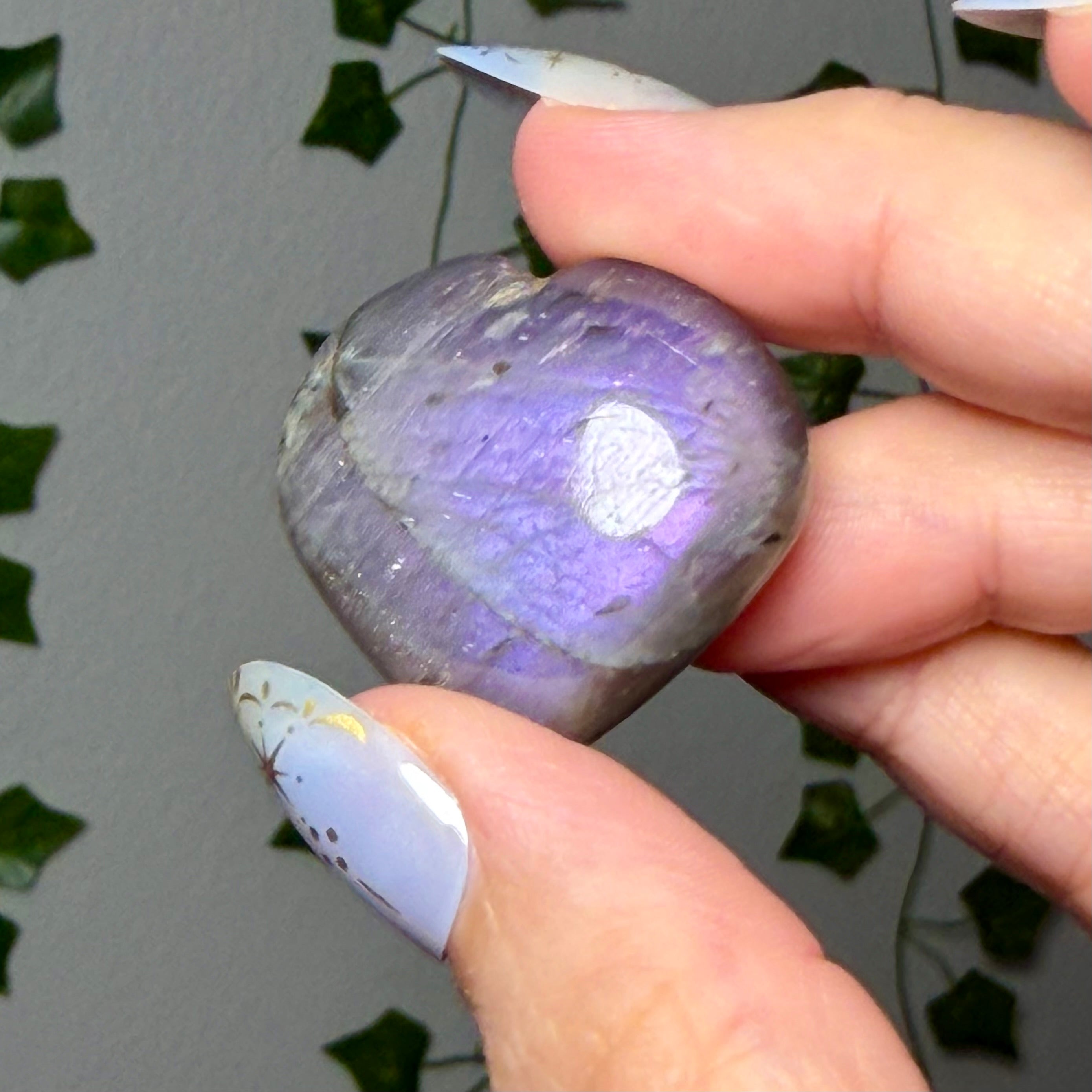 Mini labradorite heart 6E