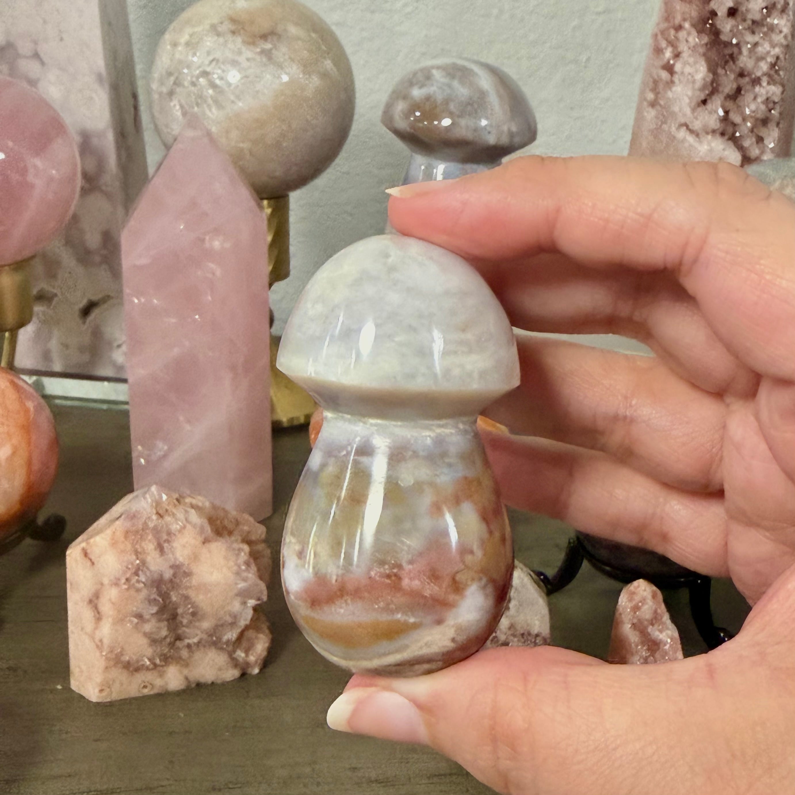 Pastel Ocean Jasper Mushroom
