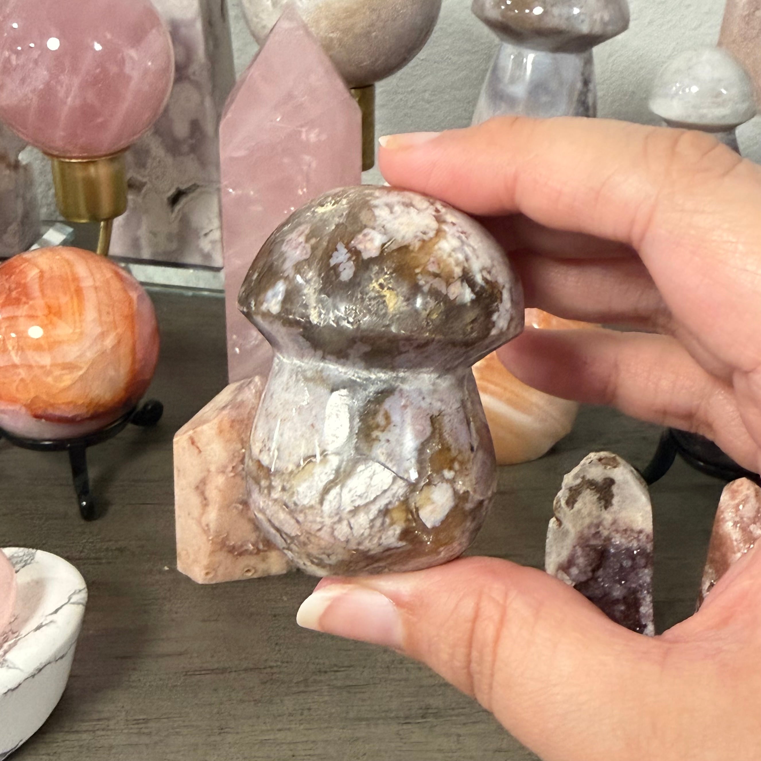 Pastel Ocean Jasper Mushroom
