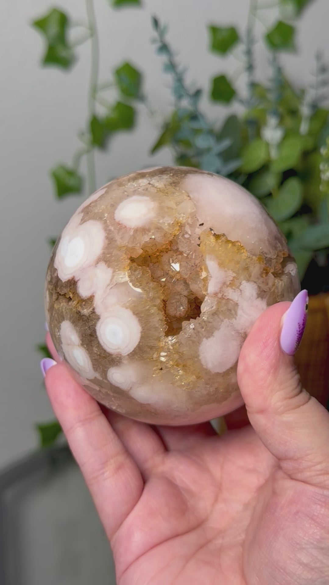 Large Flower Agate Sphere
