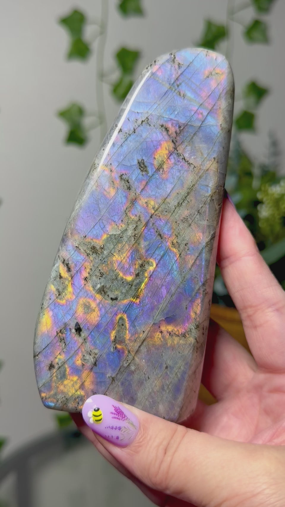 Purple Orange Labradorite Freeform 60C