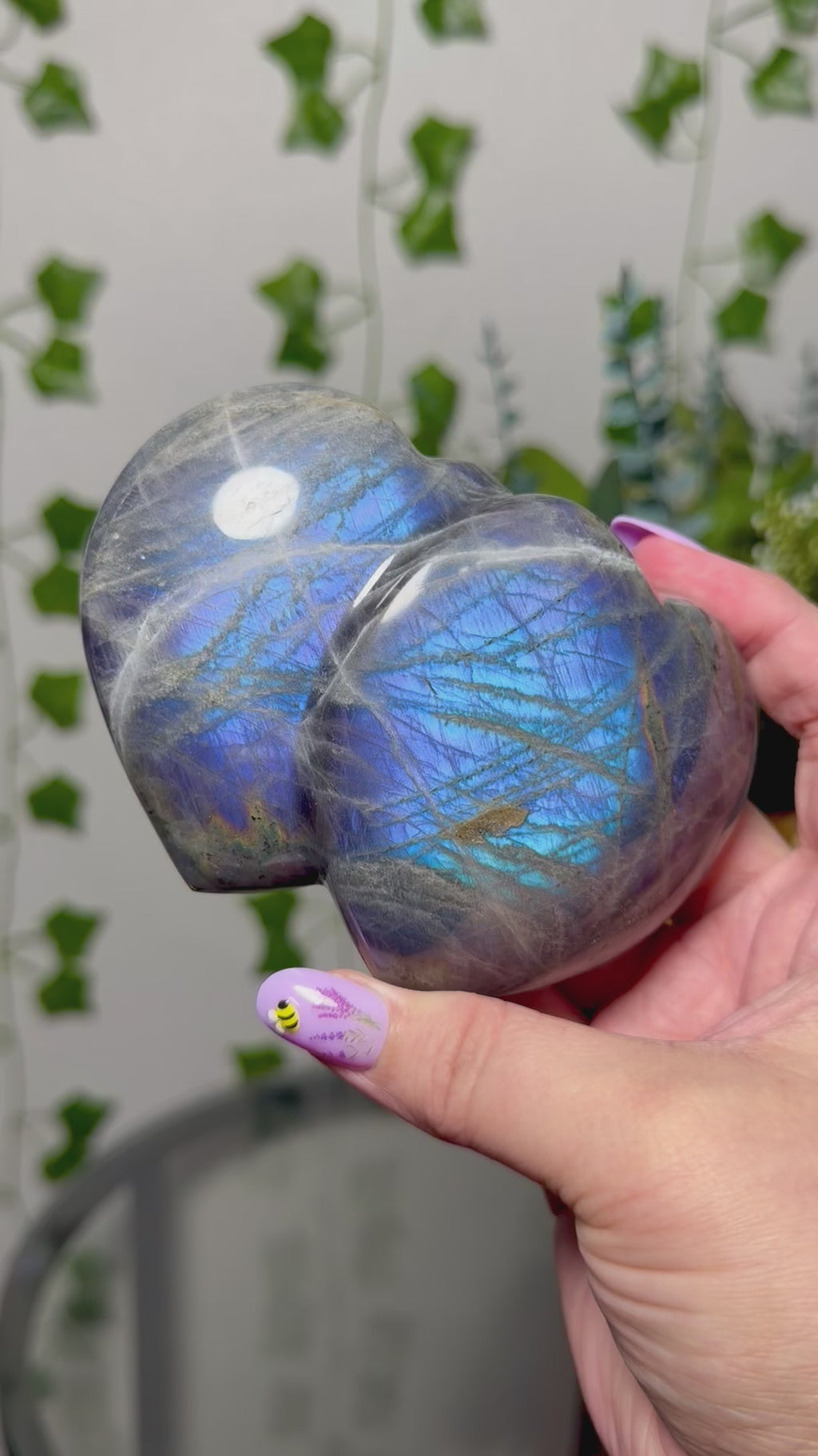 Blue multi Color Labradorite Double Hearts 87