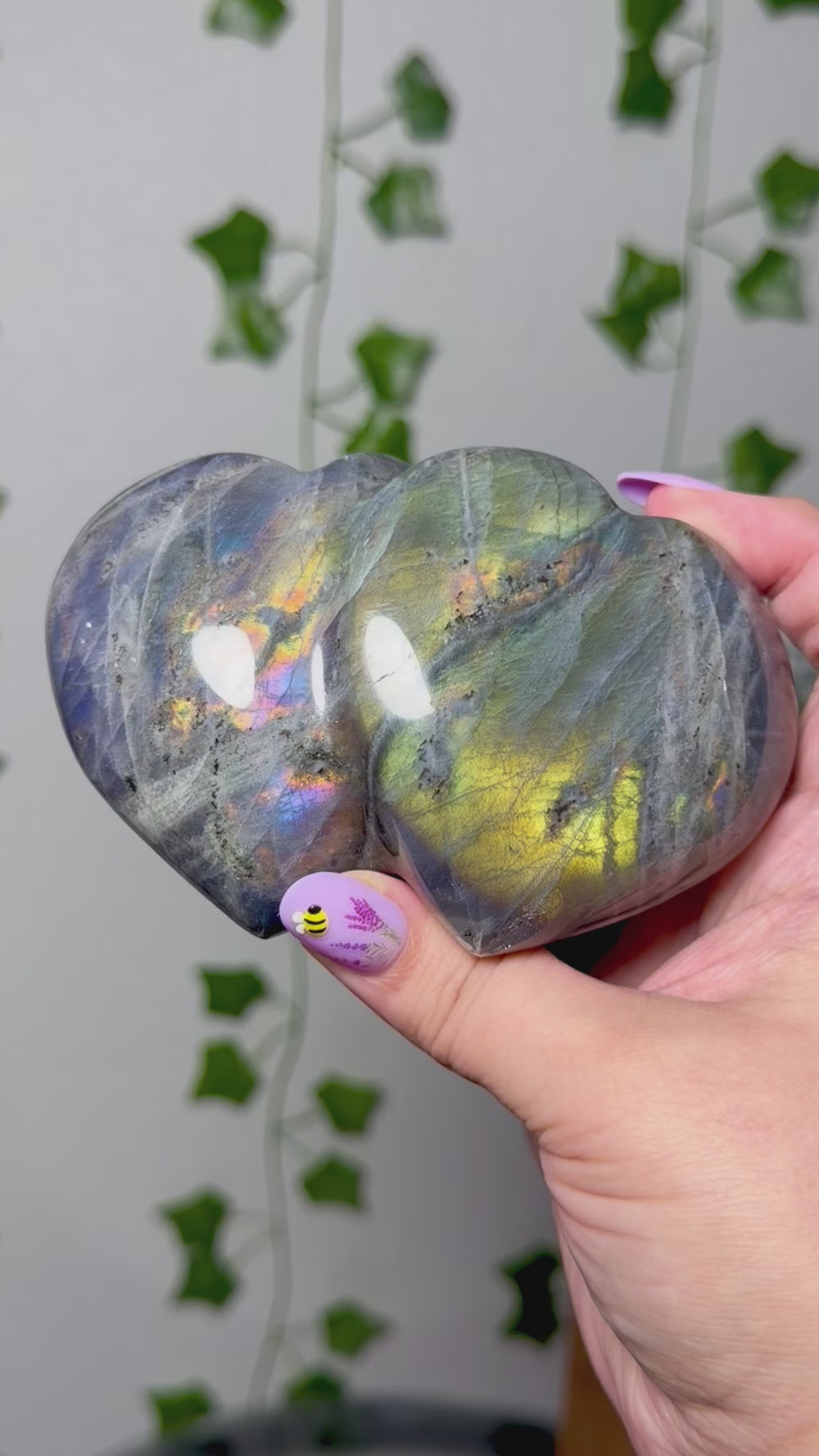 Green multi Color Labradorite Double Hearts 95