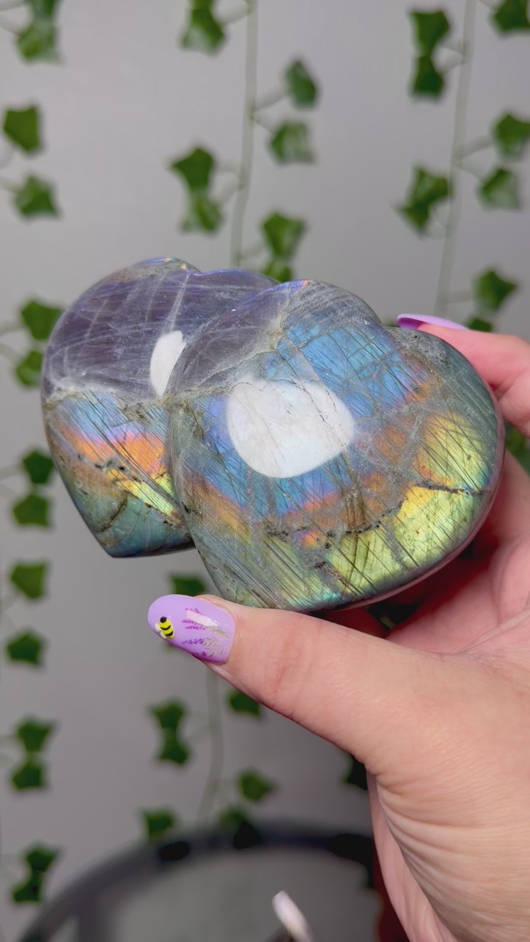 Rainbow Labradorite Double Hearts 90